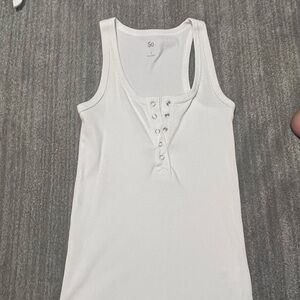 SO Women's White Buttoned Tank Top